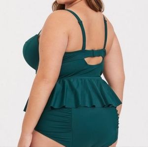 Green Push-Up Demi Peplum Midkini Top